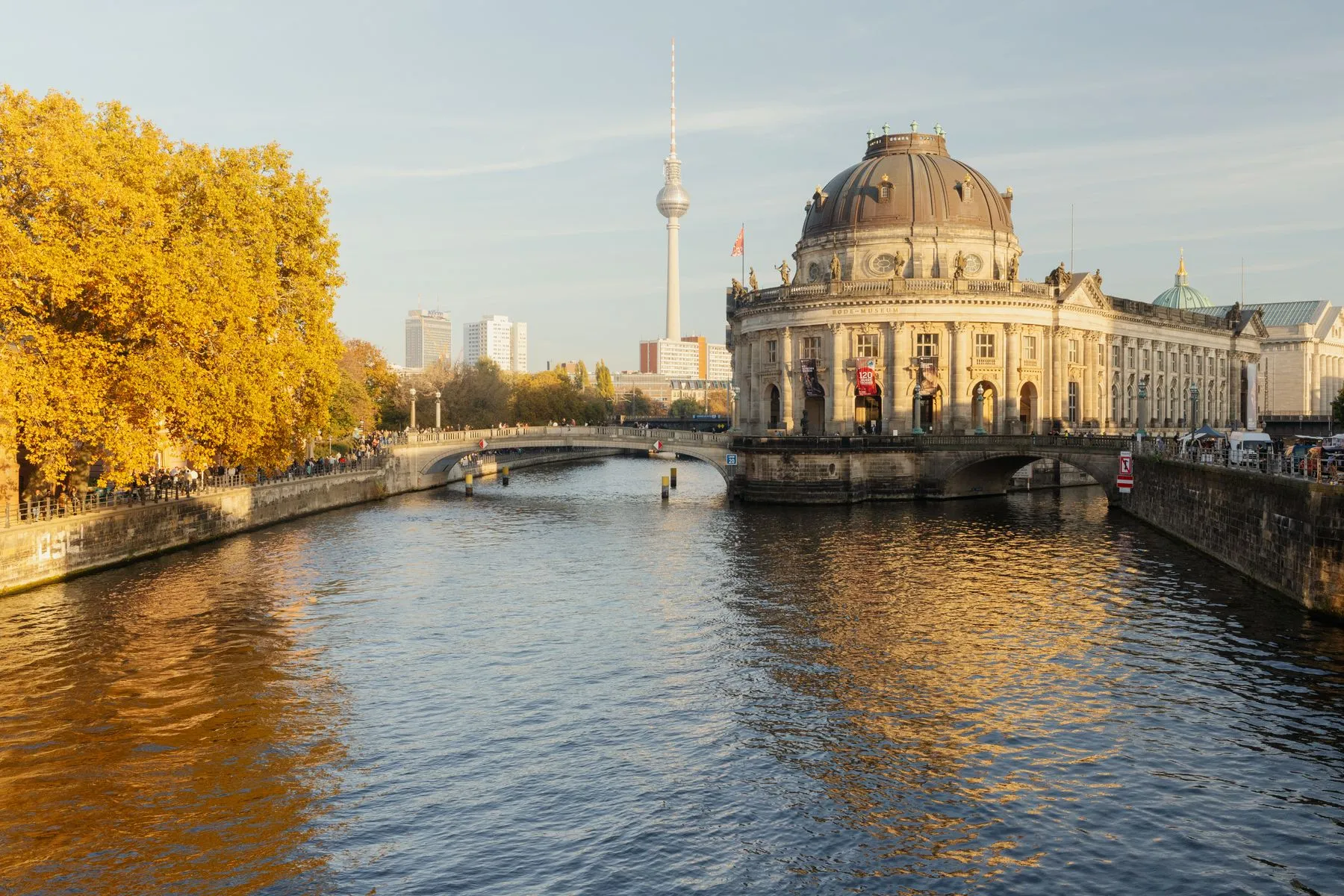 Museum Island and the Fernsehturm in warm Berlin light